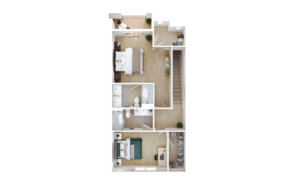 Ascent 3 x 3.5 D - 3 bedroom floorplan layout with 3.5 baths and 1600 square feet. (Floor 3)