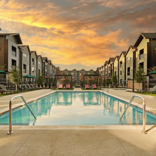 Community heated pool with cabanas. Community heated pool with cabanas.