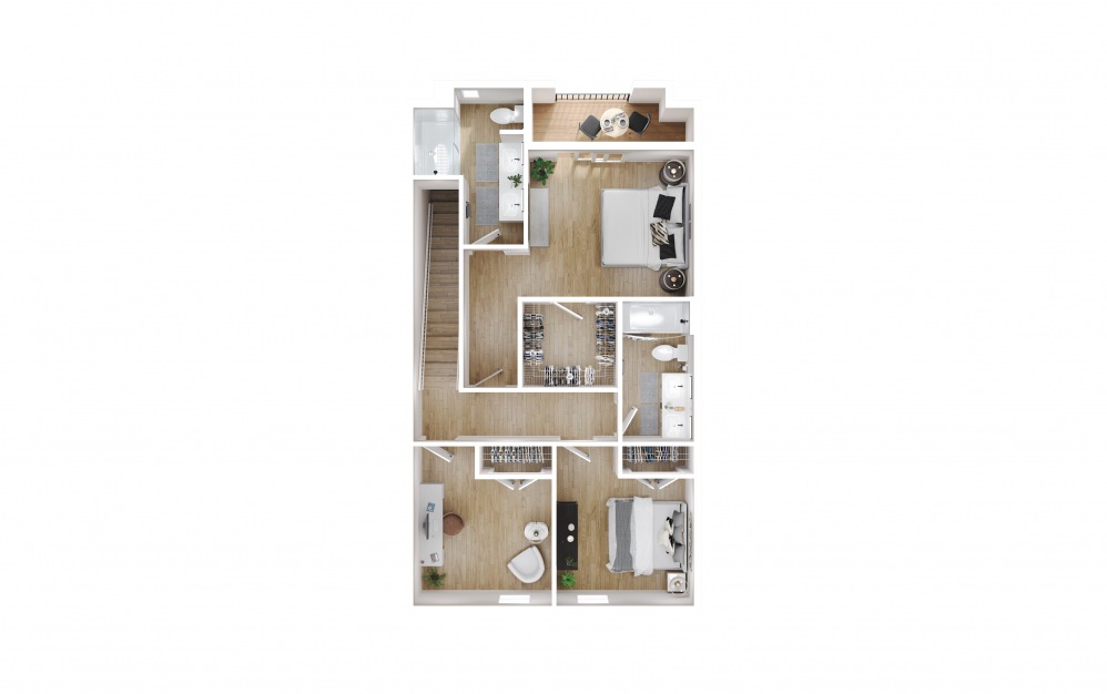 Ascent 4 x 3.5 B - 4 bedroom floorplan layout with 3.5 baths and 1870 square feet. (Floor 3)
