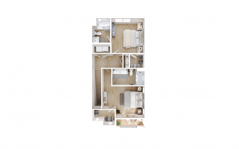 Bungalow 3 x 3 B - 3 bedroom floorplan layout with 3 baths and 1440 square feet. (Floor 2)